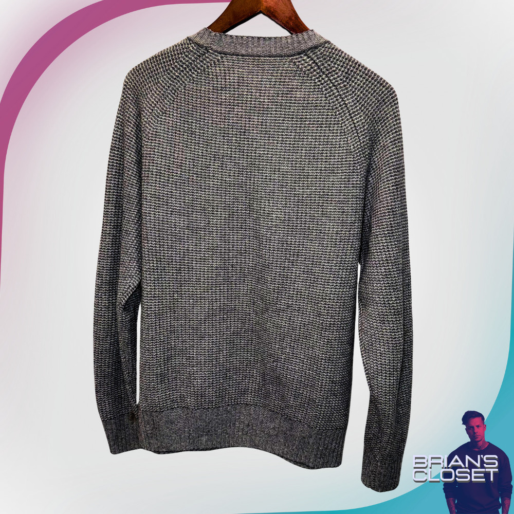J. CREW Men's Waffle Crewneck Cashemere Sweater in Charcoal - M - Picture 6 of 13